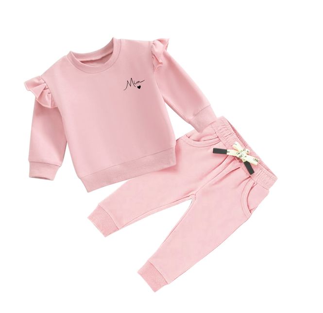 Hovedbilde Ballerinarosa joggedress med navn - trykk