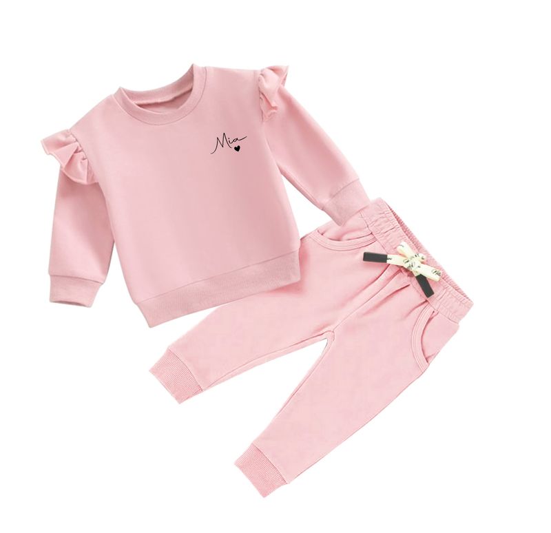 Ballerinarosa joggedress med navn - trykk