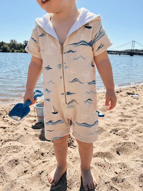 Håndkleromper til barn UV50+ – absorberende romper til strand og bading - sand