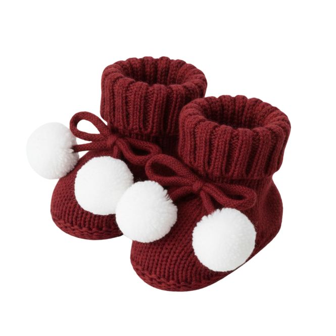 Hovedbilde Julebooties med hvite pompom dusker