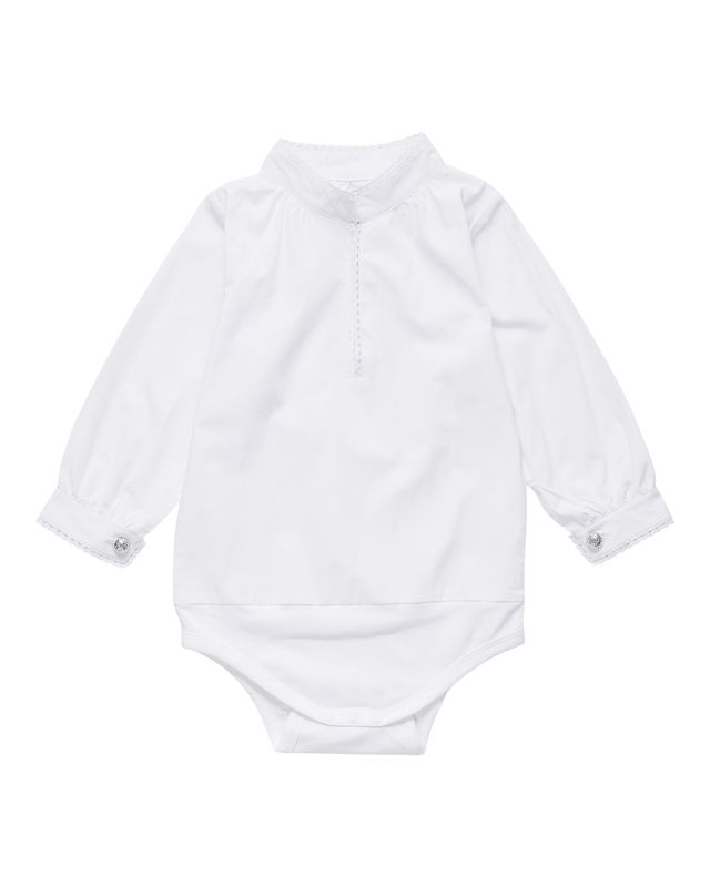 Skjortebody til festdrakt og bunad for jente - Hvit bunadsskjorte baby 