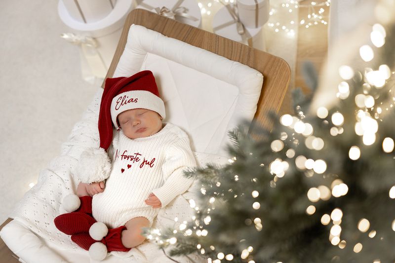 Strikket chunky ribbet romper - min første jul