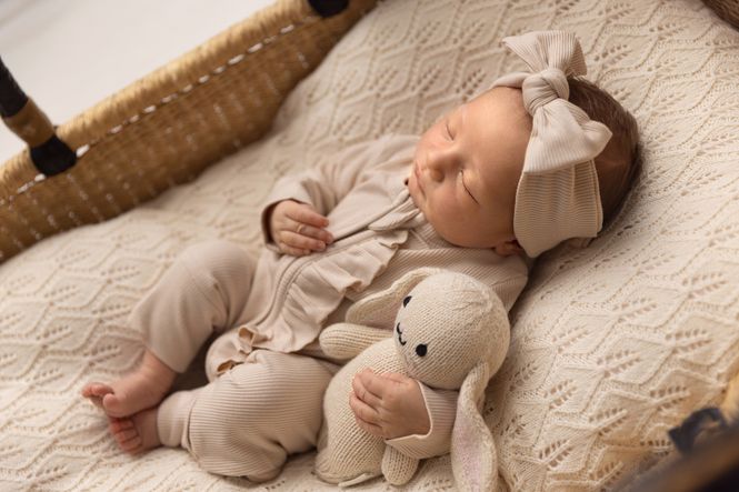 Hovedbilde Smalribbet beige bambus heldress med volang