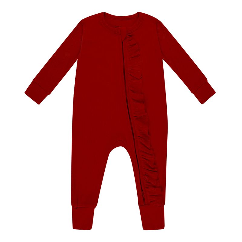 Bright christmas red bambus julepysjamas med volang