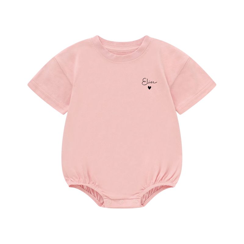 Blush pink t-skjorte romper i økologisk bomull med navn - trykk