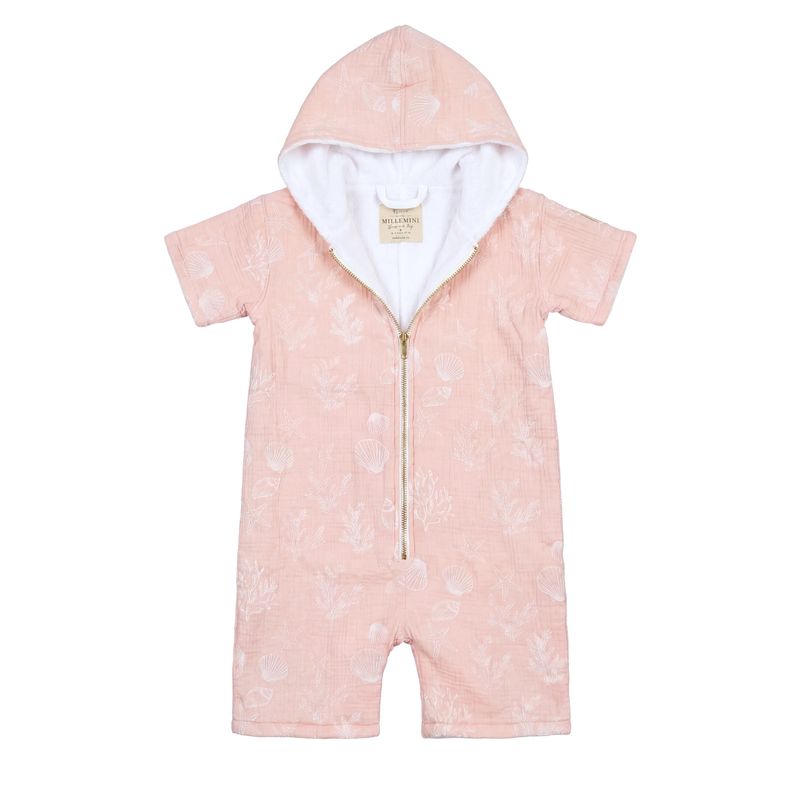 Håndkleromper til barn UV50+ – absorberende romper til strand og bading - blush pink