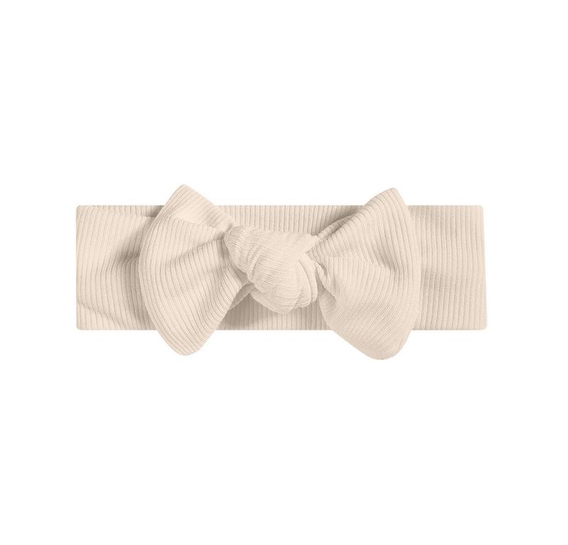 Smalribbet hårbånd i beige bambus